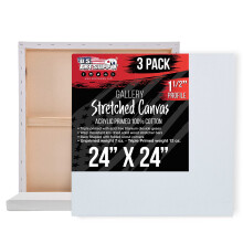 US Art Supply Velk nataen pltno pro malbu 24x24 palcu Hloubka galerie 1-1/2"""" Tlust 3 balen - 12oz akryl Gesso s trojitm zkladnm nterem pro
