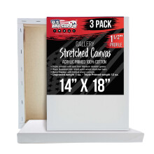 U.S. Umeleck zsoby Stredne nataen pltno pro malbu 14x18 palcu Hloubka galerie 1-1/2"""" Tlust 3 balen - 12oz akrylov Gesso s trojitm zkladnm