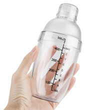 Anti leakage Transparent PC Resin Cocktail Shaker Mixer with Scale Bar Tool(500ml)