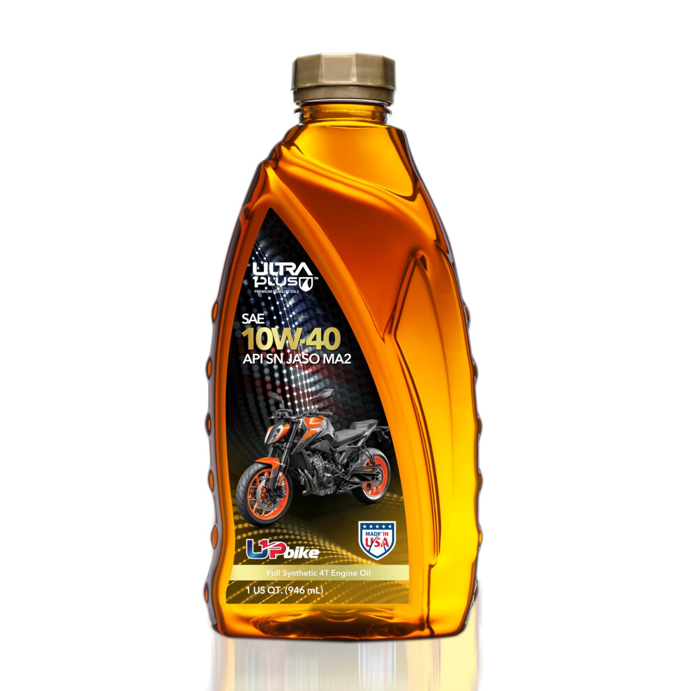 ULTRA 1PLUS 4T 10W-40 Full Synthetic Motorcycle Oil API SN JASO MA2-10W40 Motor Oil 1 Quart