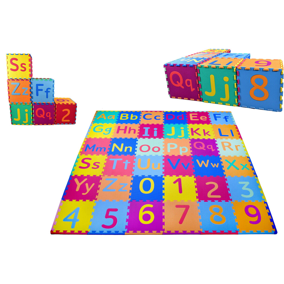 KC Cubs Soft & Safe Non-Toxic Childrens Interlocking Multicolor Exercise Puzzle Educational ABC Alphabet EVA Play Foam Mat for Kids Floor & Baby