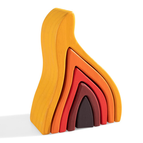 MERRYHEART Wooden Rainbow Stacking Toy Fire Elements Wooden Stacker ...
