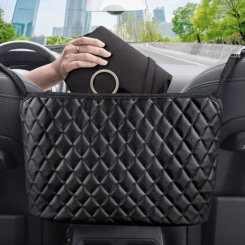 Bigtone Car Pocket Handbag Holder Purse Holder For Cars Between Seats Car Purse Holder Leather Handbag Holder For Car Front Seat Barrier For Backseat Pet