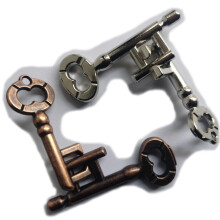 GINFH Brain Teaser 3D Unlock Interlocking Metal Hole Lock Puzzle - Adult Educational IQ Toy (Gold Silver Key)