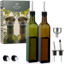 Zulay Kitchen (2 pacotes de garrafa dispensadora de azeite de 17 onas para cozinha - com 2 bicos, 2 rolhas removveis, 2 tampas e 1 funil - garr