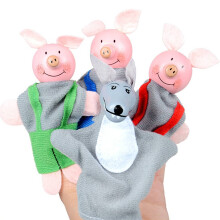 3 kleine Schweinchen und Wolf-Fingerpuppen, Geschichtenerzhlspielzeug fr Kleinkinder, drei kleine Schweinchen, Puppenkostm fr Eltern-Kind-Interak
