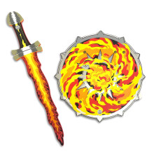 Liontouch - Conjunto de Chama de Fogo Fantasia | Espada e escudo de espuma para crianas de 3 a 8 anos | Jogo de simulao medieval no estilo Roa