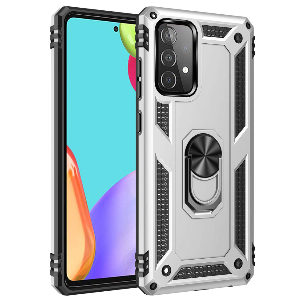 Dionsibei Military Grade Drop Impact For Samsung Galaxy A52 5G Case 360 Metal Rotating Ring Kickstand Holder Armor Heavy Duty Shockproof Cover Fo 735279583458