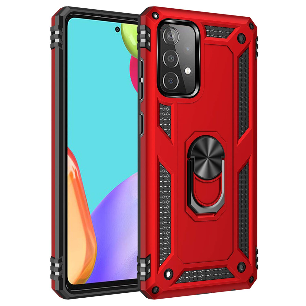 Dionsibei Military Grade Drop Impact For Samsung Galaxy A52 5G Case 360 Metal Rotating Ring Kickstand Holder Armor Heavy Duty Shockproof Case For 735279583441