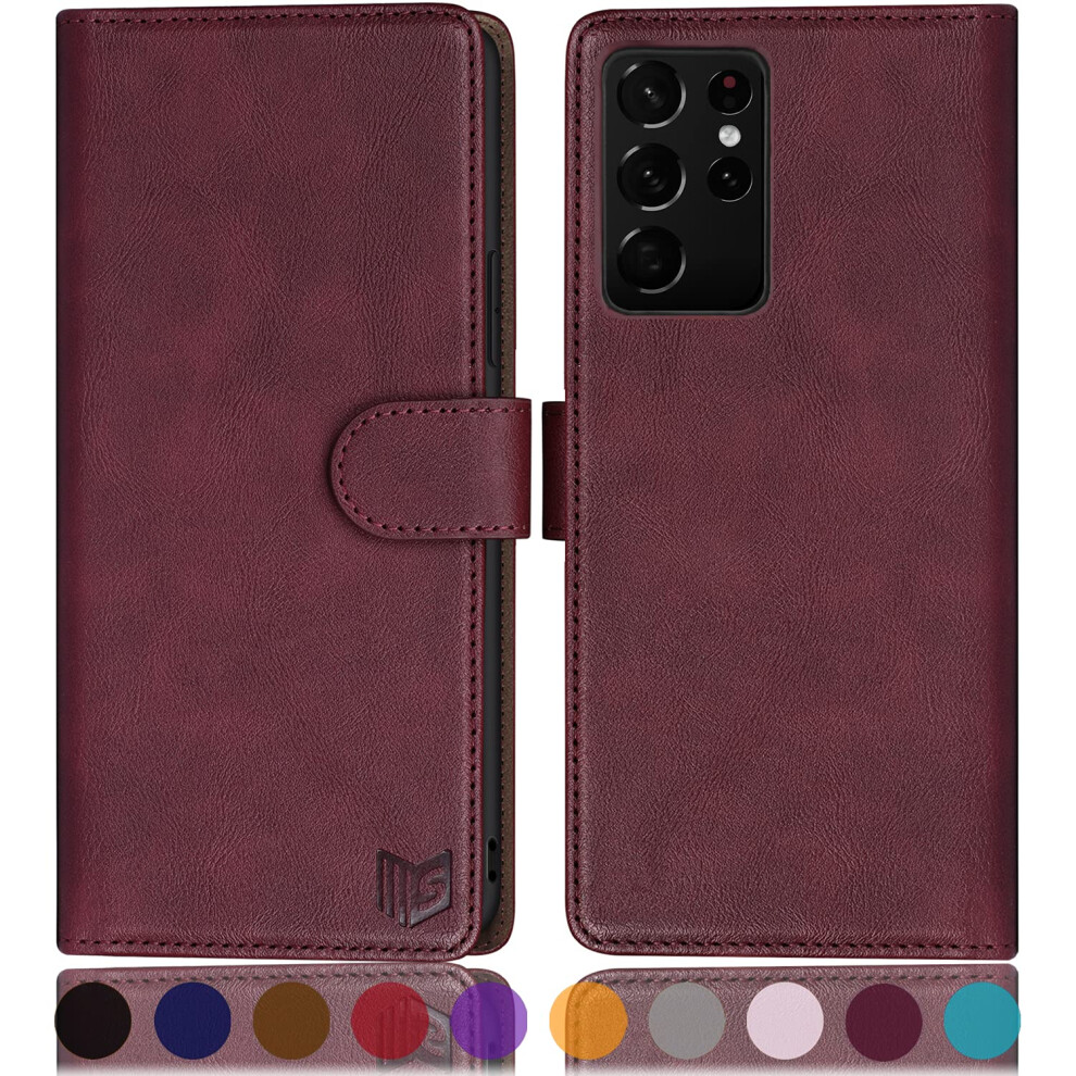 Suanpot For Samsung Galaxy S21 Ultra 6.8"""" With Rfid Blocking Leather Wallet Case Credit Card Holder Flip Folio Book Phone Case Shockproof Cover 720088166343