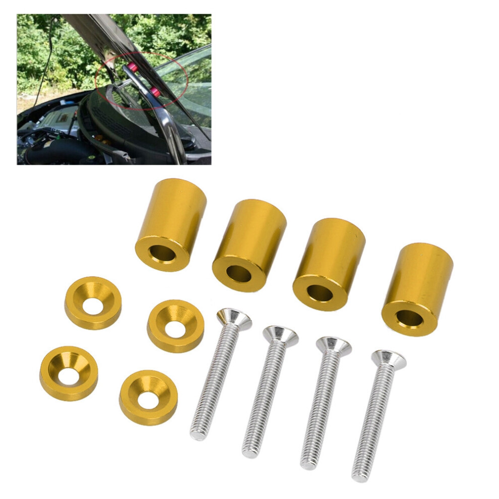 Car Aluminum Alloy Engine Hood Ventilation Spacer Riser Fit For 6Mm Motor(Gold) Gold 7901324582858