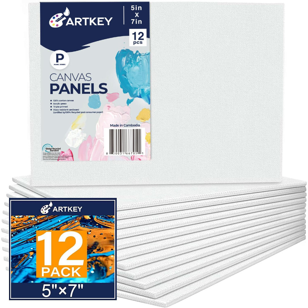 Artkey Leinwandtafeln, 12,7 X 17,8 Cm, 12Er-Pack, 284 G, Grundiert, 100 % Baumwolle, Wei , Leere Leinw Nde Zum Malen, Kunst, Malen, Leinwandtafel-image