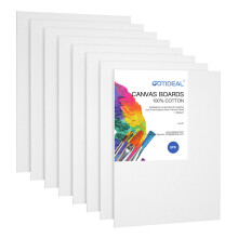 Telas GOTIDEAL para pintura 9 x 12 polegadas de 8 painis de tela plana em branco branco com primer profissional - 100% algodo Quadros de tela d