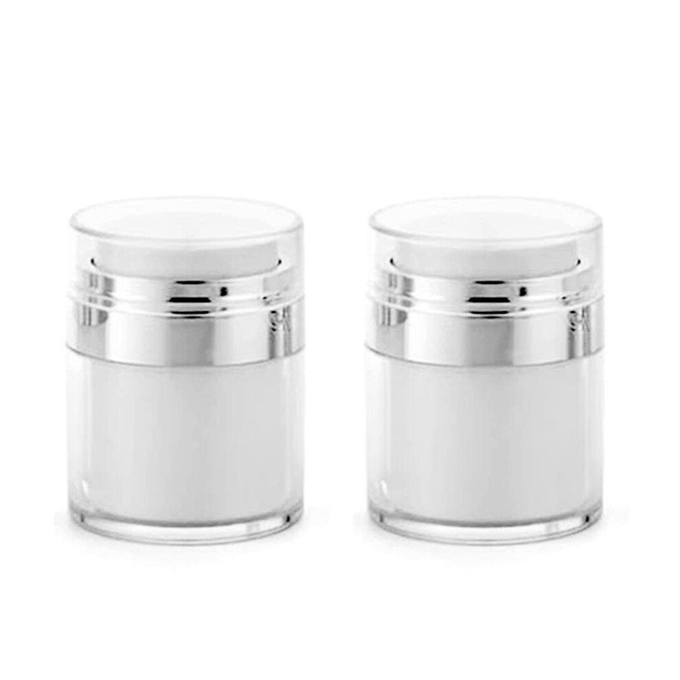Furnido Cream Refillable Airless Pump Jars Empty Acrylic Makeup Cosmetic Containers Travel Lotion With Lid For Thick Moisturizer Skincare 2 Pac