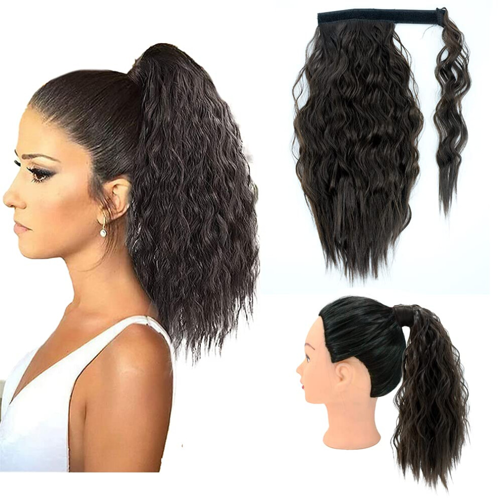 Yinmei Baibian Unisex Curly Ponytail Extension Short Corn Wave Ponytail Hairpieces Wrap Around Synthetic Wavy Clip In On Pony Tail For Women Girls Fluffy Mag