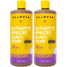 Alaffia Authentic African Black Soap Wild Lavender 2er-Pack All-in-One-Feuchtigkeitsreiniger fr Gesicht, Hnde, Krper und Haare, je 32 Unzen