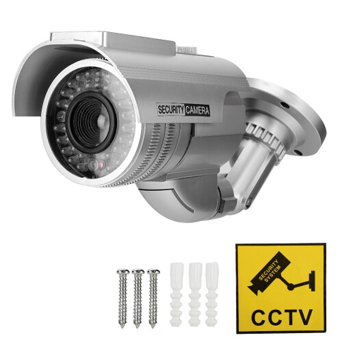 Solar Power Dummy Fake Security Camera Bullet Shape LED Simulation Monitor 1