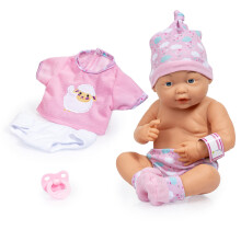 Bayer: New Born Baby - Roze schaap - met outfit en accessoires Pop van 38 cm met hard lichaam en vaste ogen Pop kan in bad worden gedaan