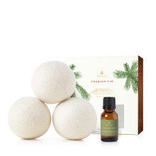 Thymes Wool Dryer Balls Set - Inclusief 3 Wollen Wasballen + 1 Geparfumeerde Wasgeurolie voor Droger - Elimineer Rimpels Statisch en Pluis (Frasi