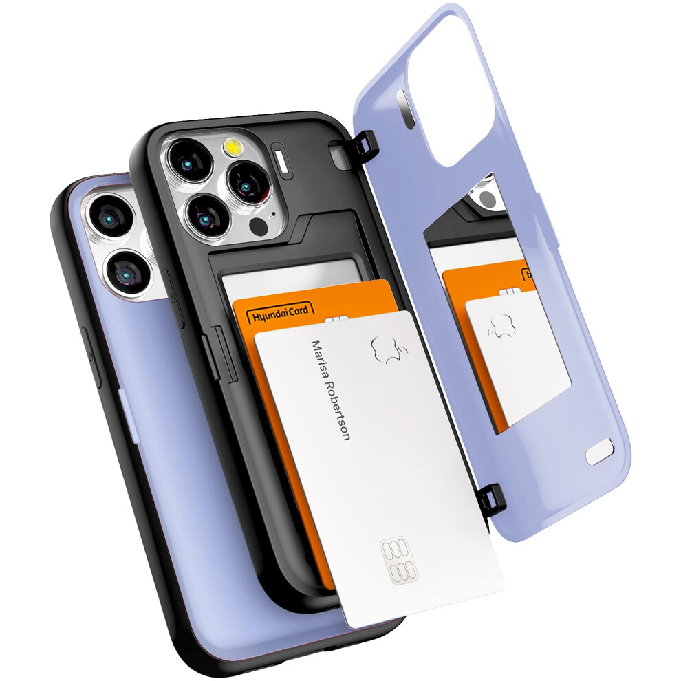 Goospery Magnetic Door Bumper Compatible With Iphone 13 Pro Case Card Holder Wallet Case Easy Magnet Auto Closing Protective Dual Layer Sturdy 8809824770937