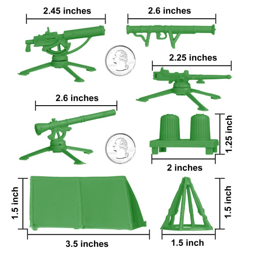 BMC Classic Plastic Army Men Legest Tilbehr - 10pc Military Camp - US Made 1
