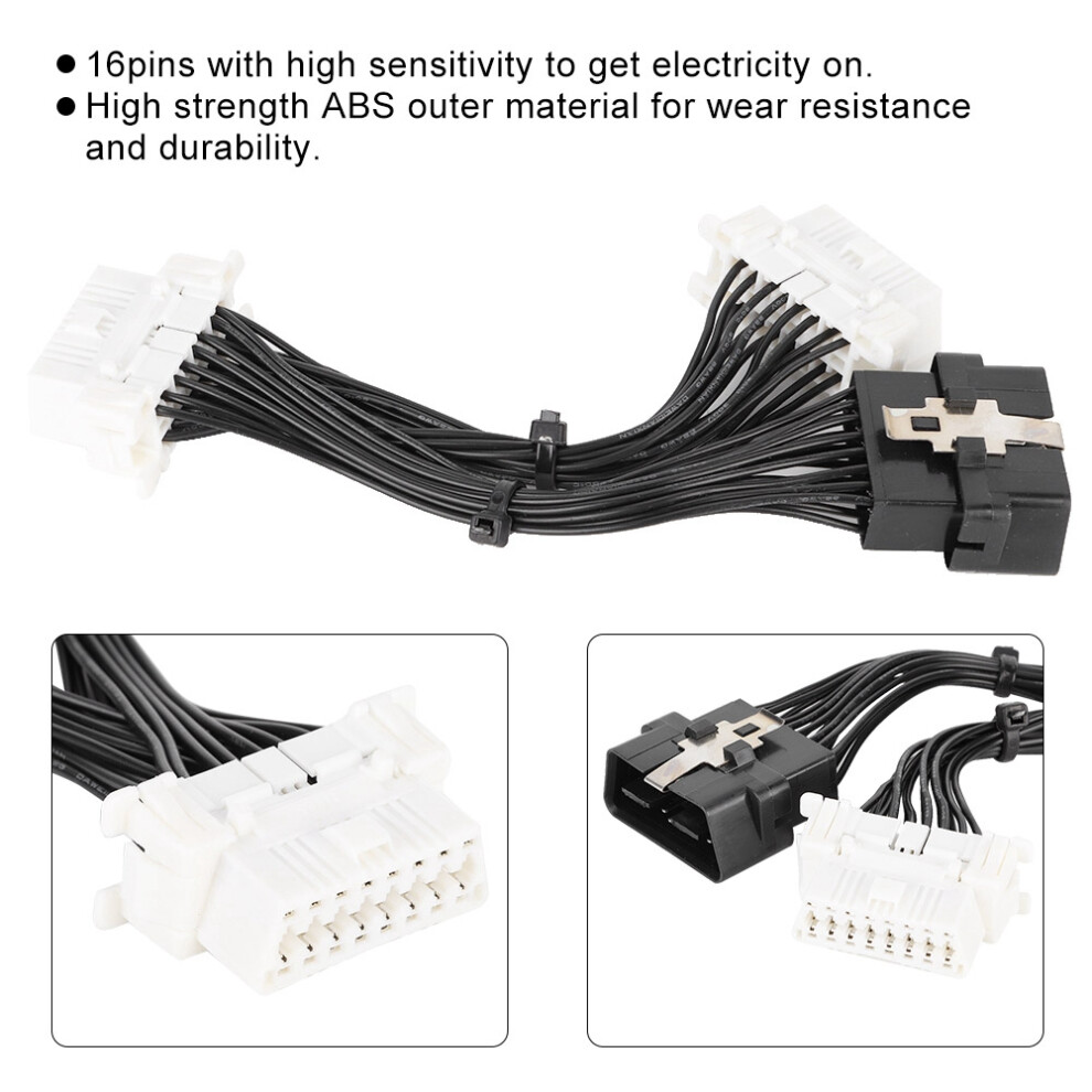 16Pin 1 To 2 Obd2 Adapter Splitter Y Cable Extension Cord For Gps Car Driving Recorder 7891324584788