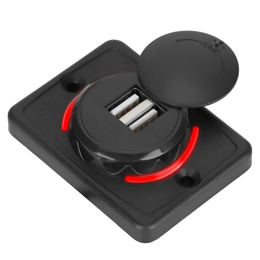 3.1A Dc12v/24V Car Dual Usb Port Power Charger Socket Outlet With Led (Red) Black/Red 6901324584976