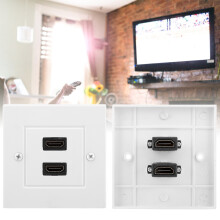 Weißes Doppel HDMI Wandpaneel für Zuhause, Büro & Hotel – Einfaches Montieren