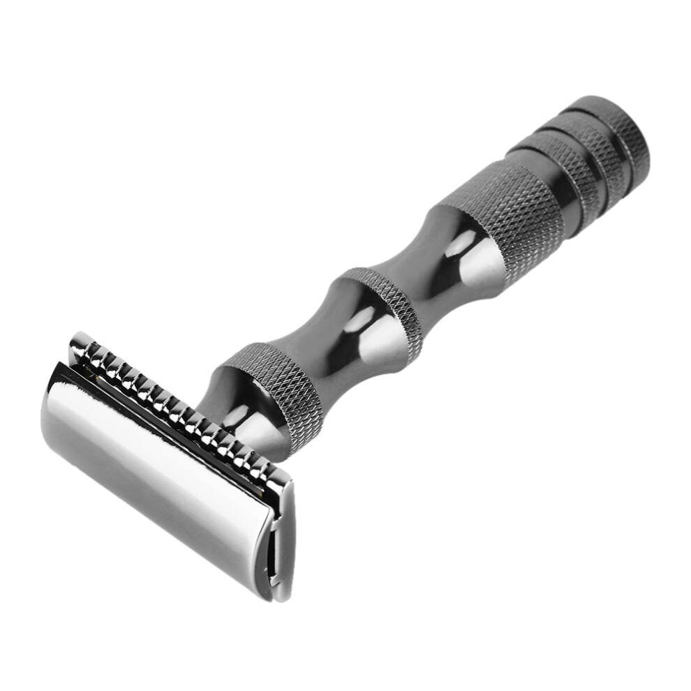 Classic Men Anti skid Metal Handle Dual Blade Shaver Vintage Style Manual Razor (Black)-image-OPC-PHWTR7H-NEW