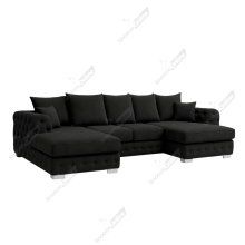 (Black Velvet) SNOOZE Large Corner U Shape Sofa Velvet Ashton Scatter Back Sofa