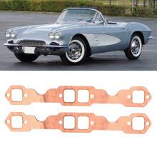 2pcs Square Port Copper Plating Header Exhaust Gaskets Reusable Fit for SBC Chevy 327 305 350