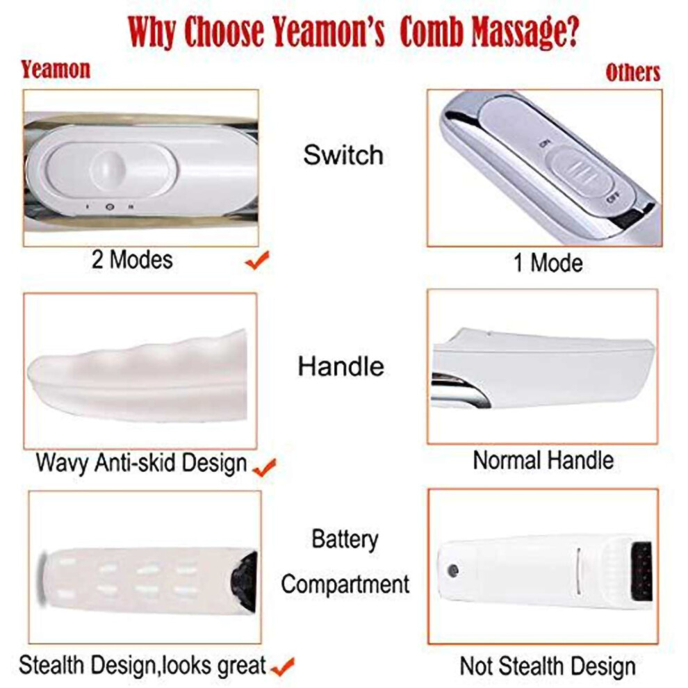 Red/Light Electric Head Scalp Massage Comb Therapy Hair Growth Vibration Massagerhair Growth Comb