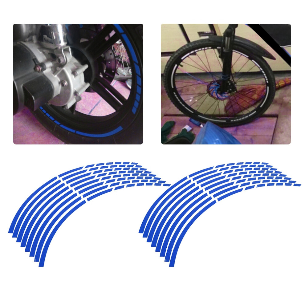 16Pcs Bike Motorcycle 16-18Inch Reflective Wheel Strip Stickers Decoration Accessory(Blue) Blue 9321324591809