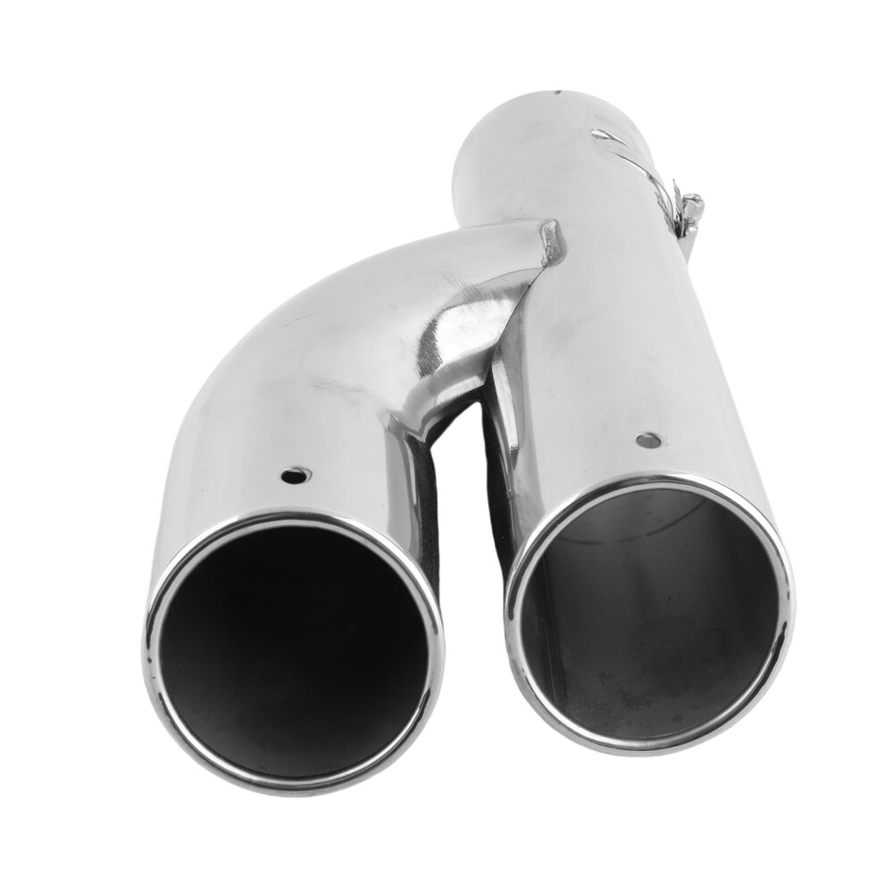 A2008 Universal Car Exhaust Pipe Trim Tip Circular Oblique End Double Out Rear Tail Throat 62Mm 5051324592479