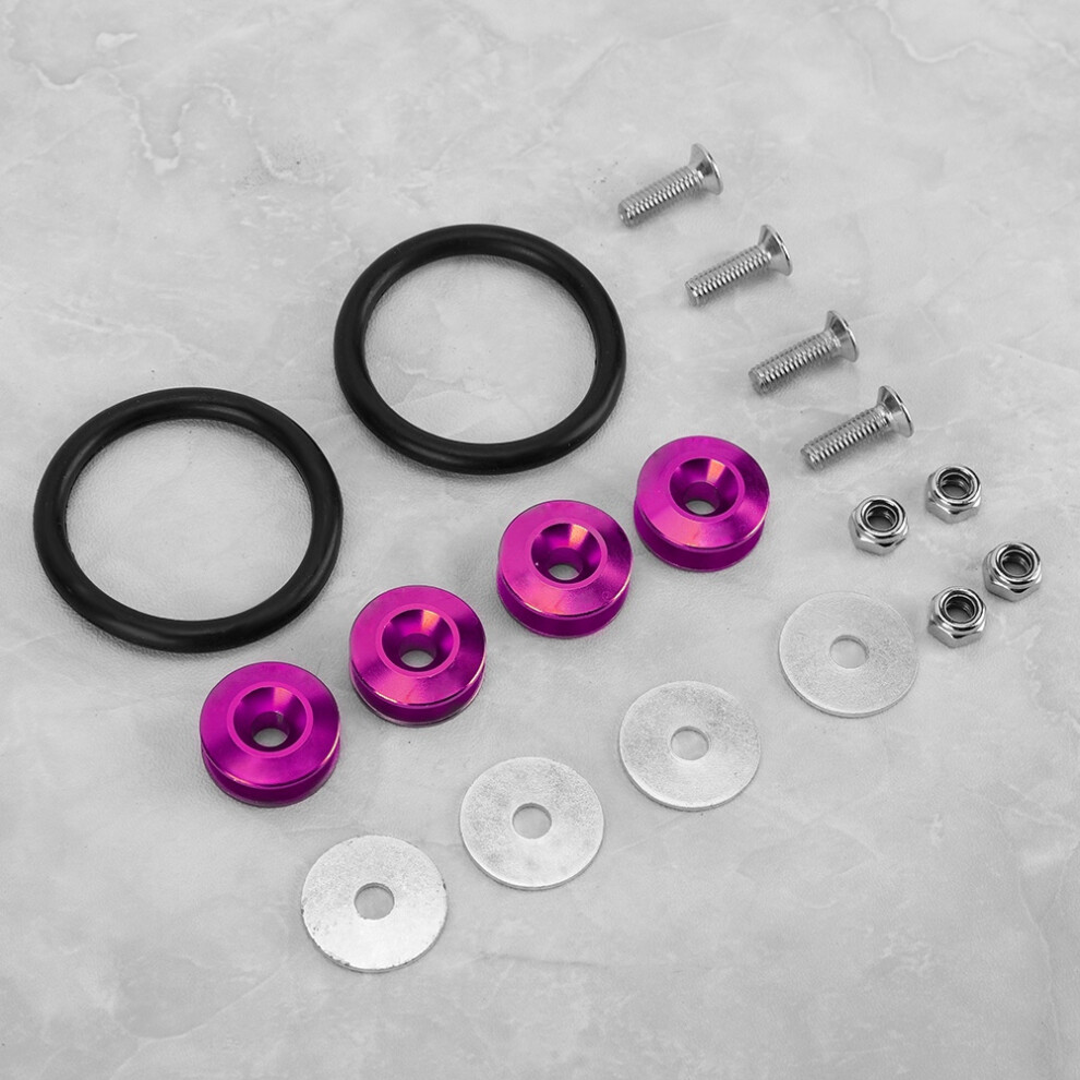 Colorful Quick Release Fasteners Rubber Rings Kit For Car Bumper Trunk Mud Guard Lid (Purple) 8721324594861