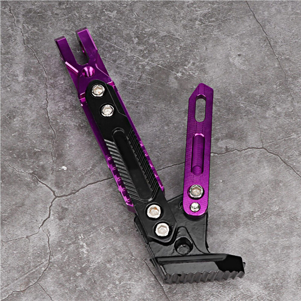 Motorcycle Aluminum Alloy Adjustable Kickstand Foot Side Stand Tripod Holder (Purple) Purple 7671324596413