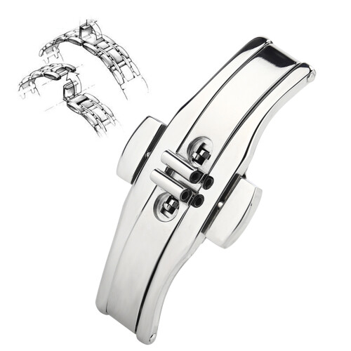 Butterflyshape Deployment Buckle Automatic Double Click Metal Clasp Strap For Watch Male 2