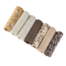 7pcs 50*50cm Cotton Fabric DIY Assorted Squares Pre Cut Bedding Kit Quarters Bundle (Brown)