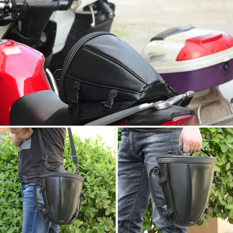 Carbon Fiber Style Motorcycle Tail Bag Waterproof Motorbike Rear Seat Back Bag Saddle Bag 9351324599031