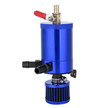 Universal Aluminum Alloy Oil Tank Reservoir Catch Can with 2 Port Accessory Kit (Blue)