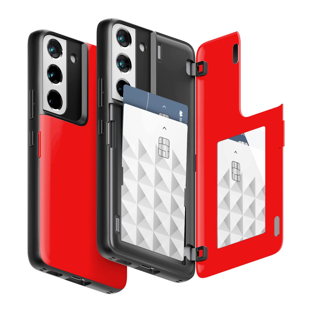 Goospery Magnetic Door Bumper Compatible With Galaxy S22 Case Card Holder Wallet Easy Magnet Auto Closing Protective Dual Layer Sturdy Phone Bac 8809842233315