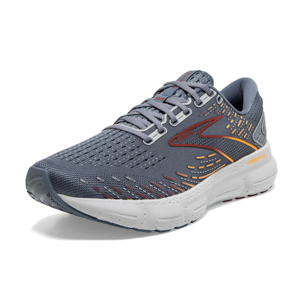 Brooks Men's Glycerin 20 Neutral Running Shoe - Grey/Chili Oil/Orange - 9.5 Medium