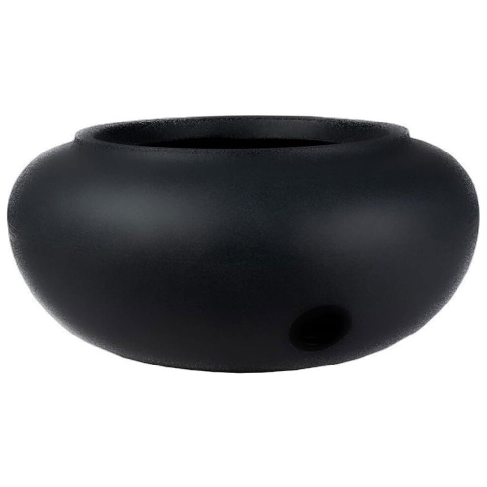 The HC Companies 21 Inch Garden Hose Pot - Durable Lightweight Plastic Decorative Hose Pot for Yard 100-Foot Capacity Hose Storage Black