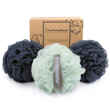 myHomeBody Large 70g Loofah Sponge Body Scrubber Bath Sponge Loofah for Women Men Exfoliating Sponge Shower Pouf with Activated Charcoal - 3