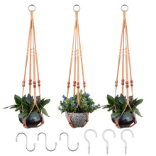 RIFNY Macrame Plant Hanger para vasos de plantas de 5 a 10 polegadas Kits de cabide de corda tecida de 35 polegadas com ganchos e contas de madei