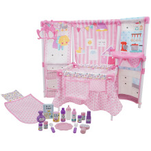 Conjunto de mveis de boneca rosa 509 Crew BnB - boneca beb de 14 '', cadeira alta embutida e acessrios para ptio de brincar, conjunto de brin