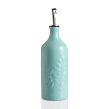 Frasco dispensador de azeite de cermica Sweejar 20 onas com design em relevo Frasco dispensador de leo e vinagre EVOO com bico para cozinha co