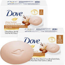 Dove Soap  Shea Butter & Vanilla Beauty Bar 2-Pack (8 Soap Bars) - 3-in-1 Moisturizing Face  Body & Hand Soap  3.17 Oz Ea