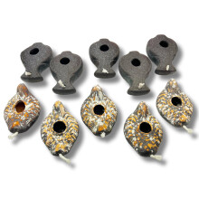 3 Arcos EUA 10 Rplicas de Lmpadas de leo de Argila Antiga com Mechas - Lmpadas de Terra Santa Herodiana para Azeite - Judaica Bblica/gua Be
