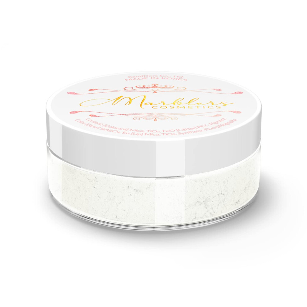 Marblers Fine Synthetic Mica Powder [Gleam White] 0.11Oz (3G) | Highly Pigmented | Non-Toxic, Vegan, Cruelty-Free | Lip Gloss, Lipstick, Bath Bomb, Na